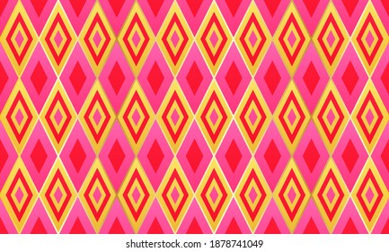 Motif géométrique harmonieux de formes rhombus coché. Élégant ornement en grille or.  Mosaïque d'impression textile rhombus motif harmonieux. Motif d'arrière-plan motif rétro.