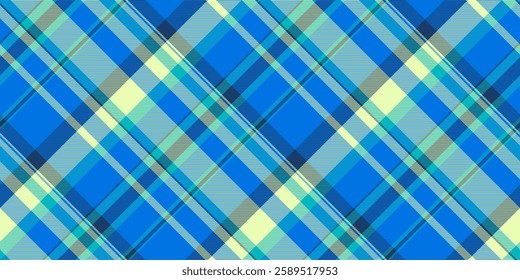Checked seamless background plaid, quilted check fabric pattern. Wrapping tartan texture textile vector in cyan and light colors.