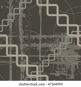 Checked seamless pattern with chains. Vector.