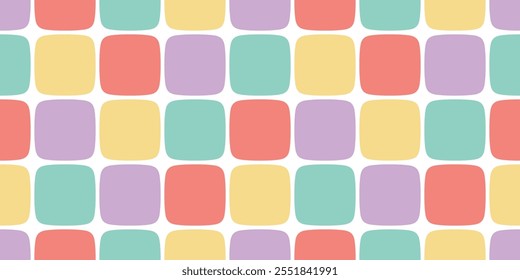 checked seamless pattern pastel color vector cartoon doodle gift wrapping paper tile background repeat wallpaper scarf isolated illustration design