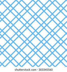 Checked seamless vector pattern. White background with blue stripes.
