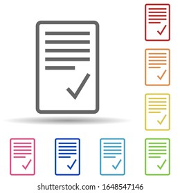 Checked sheet in multi color style icon. Simple thin line, outline vector of science icons for ui and ux, website or mobile application