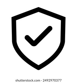 Signo marcado, icono de marca, icono de escudo, escudo con una marca de verificación en el concepto de icono de protección central, diseño de Vector de icono de marca de verificación, conjunto de iconos de escudo de seguridad, escudos de seguridad aislados
