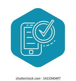 Checked smartphone icon. Outline checked smartphone vector icon for web design isolated on white background