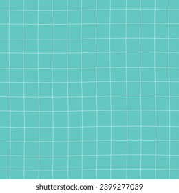 Checked, square, plaid vector seamless pattern. Vertical and horizontal hand drawn irregular crossed stripes. Checkered geometric background. White bars on mint green background.