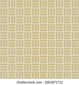 Checked squares repeat pattern of three alternating horizontal and vertical gold colored bars, simple geometric vector illustration