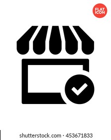 Checked store Icon Flat Style Isolated Vector Illustration