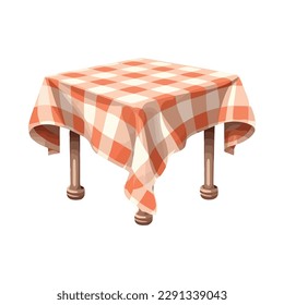 checked tablecloth on wooden picnic table icon isolated