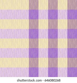Checked, tartan, plaid or striped seamless pattern in purple and cream colors. Vector illustration.