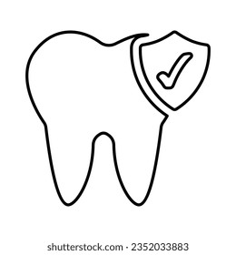 Checked Tooth Icon In Outline Style