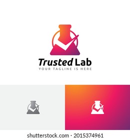 Logotipo moderno de biología de la ciencia de confianza de laboratorio