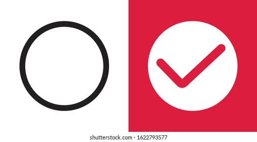 Checked, unchecked symbols, Checkbox set with blank and checked checkbox icons. Vector illustration icon
