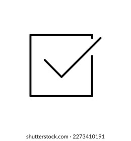 Checked Vector Icon, Outline style, isolated on white Background.