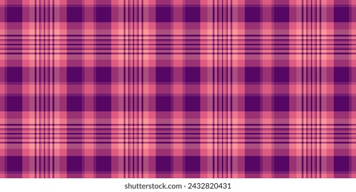 Checker background pattern check, soft texture plaid seamless. 70s textile fabric vector tartan in pink and red color.
