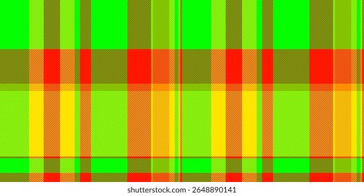 Checker check vector background, warm pattern seamless plaid. Diverse fabric tartan texture textile in bright and radioactive colors palette.