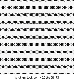 Checker circles and squares stripes. From circle to square. Vector checker lines pattern.