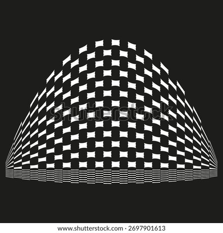 Checker cone illusion. Three D volume Vector. Square grid perspective. Optical depth shape. EPS 10.