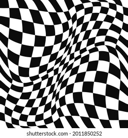 Checker curl vector flag. Seamless convex or concave wavy race flag. Vector.