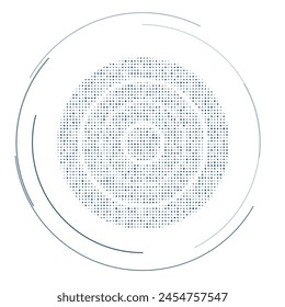 The checker game symbol filled with dark blue dots. Pointillism style. Vector illustration on white background