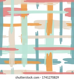 Checker hand draw seamless vector pattern swatch