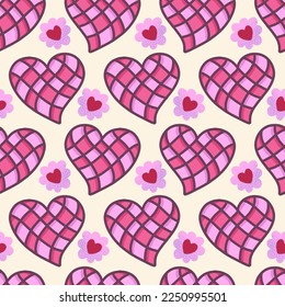 Patrón sin problemas de vectores de San Valentín de corazones comprobadores
