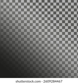 Checker light overlay. Diagonal glow shading. Transparent vector grid. Black white gradient.