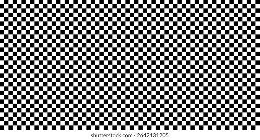Checker pattern. Black and white chess background. Game checkerboard. Grid geometric rectangle shape. Race flag. Retro mosaic floor. Abstract vector illustration.