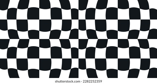 Checker pattern. Distorted racing flag. Vetkor seamless racing flag.
