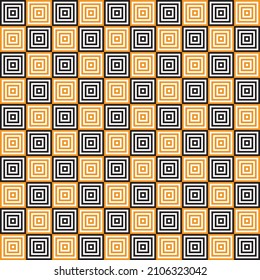 Checker pattern in orange and black maze. Orange and black stripes maze pattern on white background. Colorful checker flag.