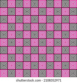 Checker pattern in pink and black maze. Pink and black stripes maze pattern on white background. Colorful checker flag.