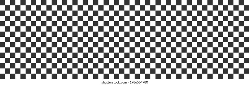 Checker pattern. Race long background. Chess template. Competition banner. Square floor design. White and black grid texture. Mosaic abstract effect. Game border. Vector illustration.