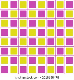 Checker pink and yellow tiles. Vector seamless sample repeated checkered board.