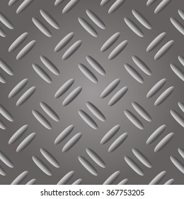 Checker plate steel. Non slippery metal panel floor. Diamond metal plate seamless background pattern. Vector illustration.