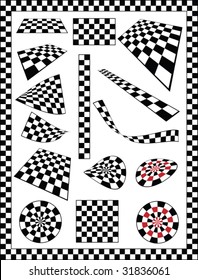 Checker, Race Flag, Chessboard, Dart Board Various Designs, Frame