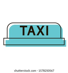 Checker taxi. Navigation object for tourists. Transport from the airport. Design element. Vector illustration. Icon with shadow isolated on white background.