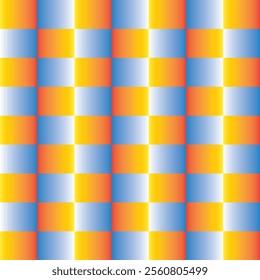 Checkerboard banner. Teal and Orange colors of checkerboar