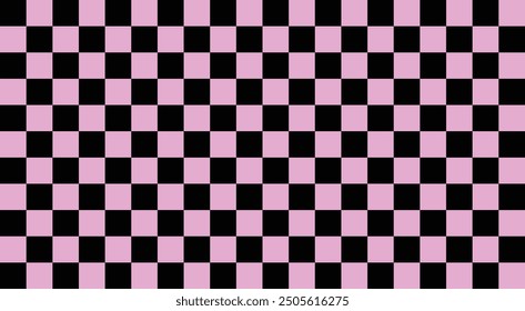 Checkerboard, black and pink alternating grid pattern, colorful checkered cloth pattern. Black pink chess table.