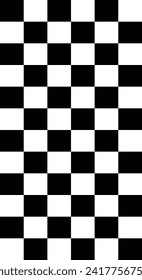 Checkerboard. A black and white background for checkers and chess featuring a square pattern with a grid. The checkered floor, board, and table showcase horizontal black and white checks.