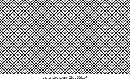 Checkerboard black and white geometric seamless pattern with diagonal grid lines, diamond mesh texture 