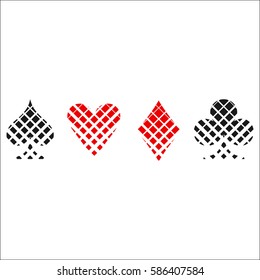 Checkerboard card suit icon vector, playing cards symbols vector, set icon symbol suit, card suit icon sign, icon - stock vector