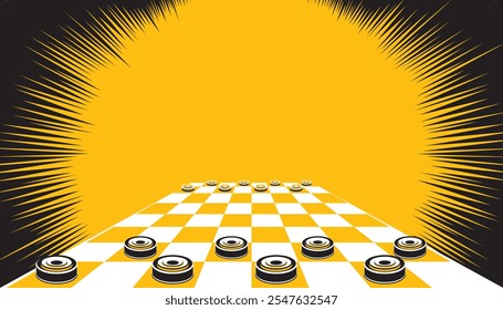 Checkerboard or Checkers game. Board game concept
