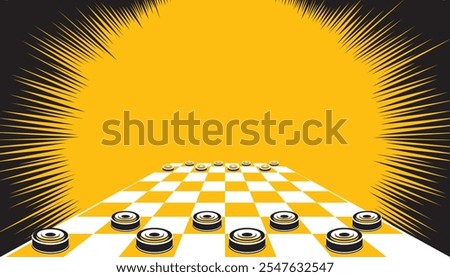 Checkerboard or Checkers game. Board game concept

