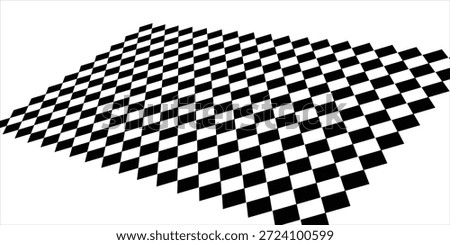 Checkerboard, chessboard, checkered plane in angle perspective. Tilted, vanishing empty floor.