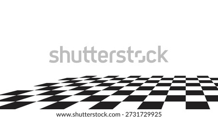 Checkerboard, chessboard, checkered plane in angle perspective. Tilted, vanishing empty floor.	