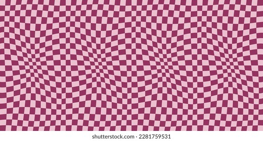 Checkerboard convex pattern. Optical racing flag, pink color. Vector print for surfaces, packaging, wallpapers.