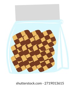 Ilustración plana de la bolsa de galletas de Checkerboard