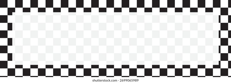 Checkerboard frame background Pixel art rectangle frame block border Black and White chess board pattern vector Design grid square texture