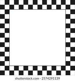 Checkerboard frame. Black and white border. Classic geometric design. Minimal abstract pattern.