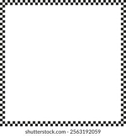 Checkerboard frame vector. Black square border. Monochrome minimalistic shape. Geometric repetitive pattern.