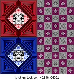 checkerboard Geometric ethnic oriental pattern traditional Design for background,carpet,wallpaper,clothing,wrapping,Batik,fabric,Vector illustration embroidery style.
